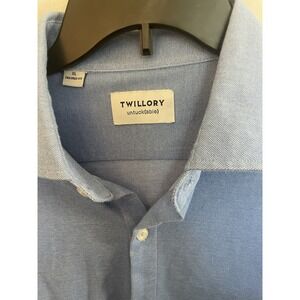 Twillory untuckable dress shirt men's‎ XL Tailored Fit Coolmax blend blue